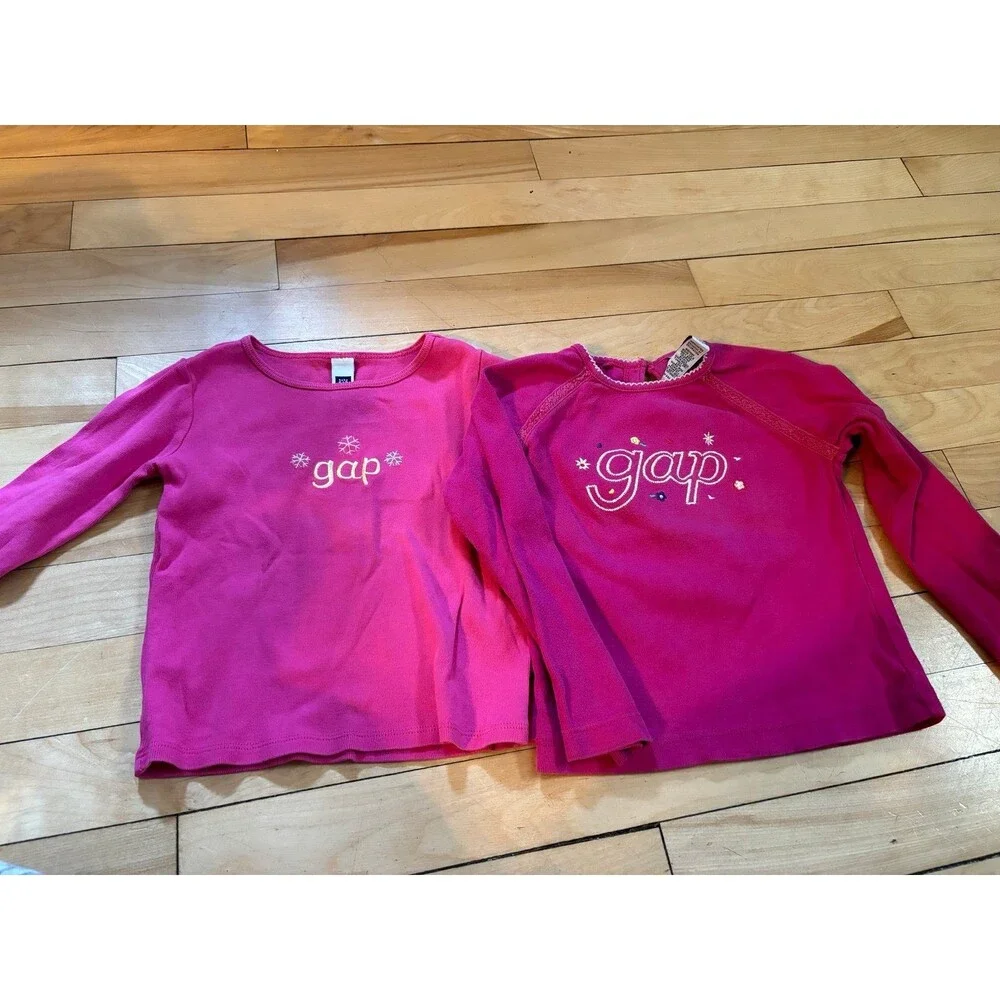 Baby gap toddler 3t shirt bundle lot pink logo snowflake floral vintage y2k